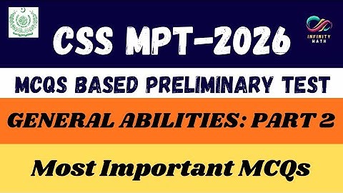 CSS MPT-2026 | MCQs based Preliminary Test | FPSC | General Abilities| Part 2