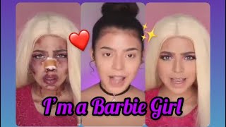 ترند التيكتوك الجديد : تحدي عمل مكياج باربي I’m a Barbie girl ️روووعهمين احلى ؟