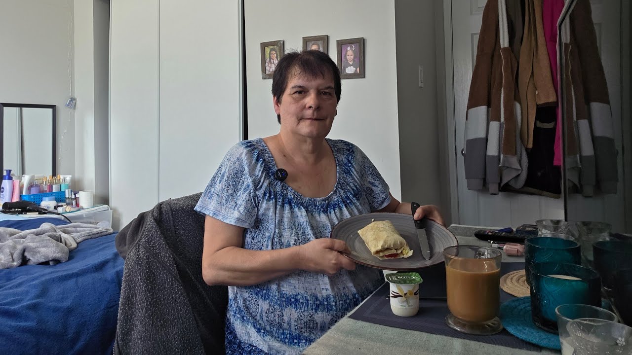 Morning chat with Egg n ham wrap Yogurt n Coffee