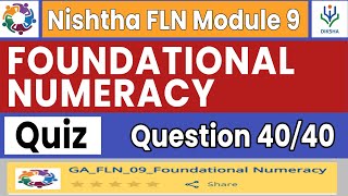 Foundational Numeracy - Nishtha 3.0 FLN Module 9 Quiz Answer Key - Complete Course - Diksha