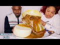 Massive fufu and ogbono soup with goatmeat