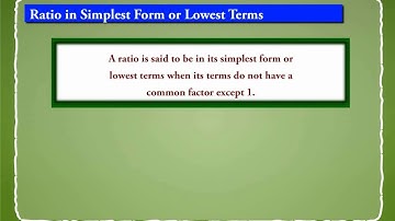 Ratio in Simplest Form or Lowest Terms