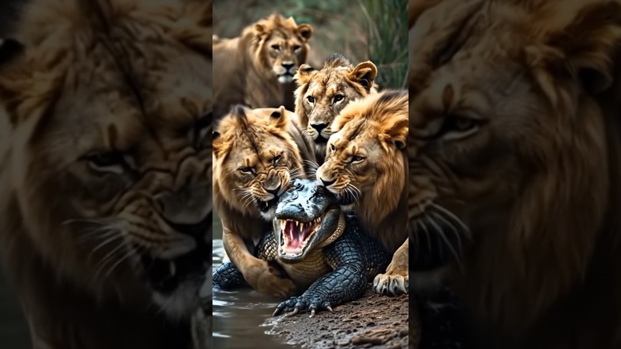It's rare to see a crocodile become a lion's meal 