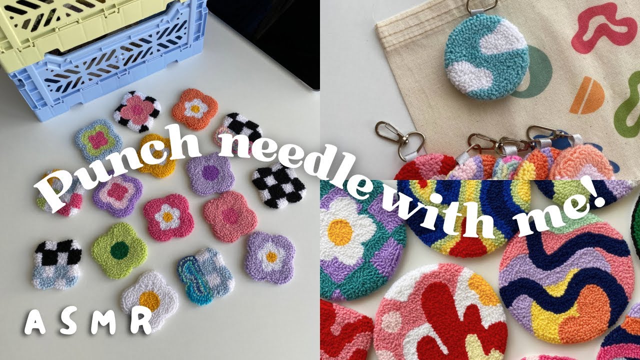 ASMR | Punch needle with me! Relaxing studio vlog for studying & work | Real time  ♡ ツ