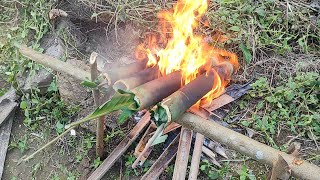 quickly learn how to cook  rice in bamboo deliciously # ARUNACHAL PRADESH