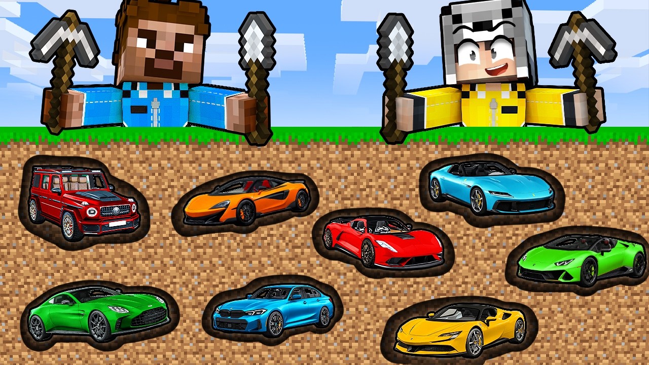 ZENGİN VS FAKİR MİLYONER SÜPER ARABA MADENİ YARIŞI - Minecraft