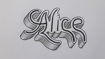 How To Draw 3d Calligraphy Name Alice Easy For Beginners / Drawing Art On Paper Step By Step