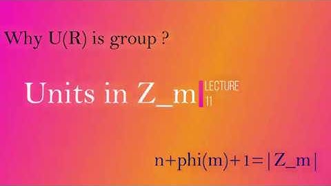 L11 Units in Z_m | Set of Units | CSIR NET Solved Problem | GATE MA | TIFR | DU M Sc B Sc Maths