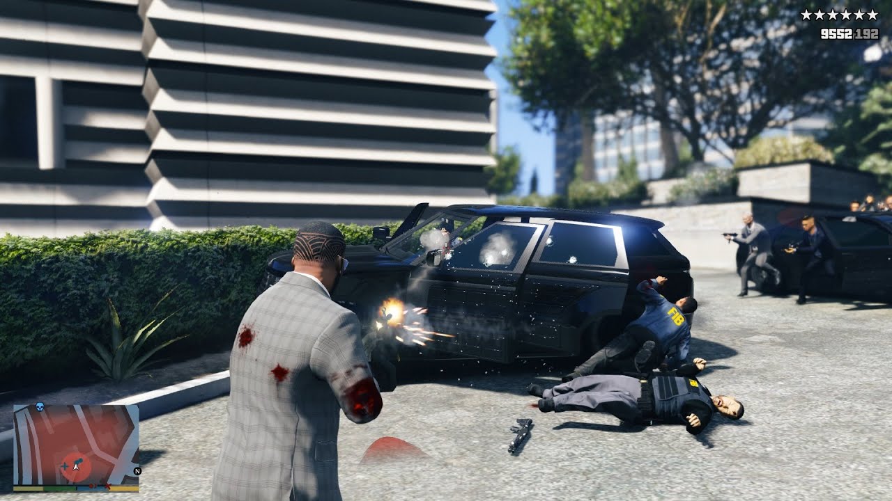 GTA V Los Santos Police Department Shootout + 10 Star Cop Chase Escape ...