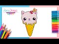 Cómo dibujar un helado de GATO KAWAII - ideas de dibujos fáciles
