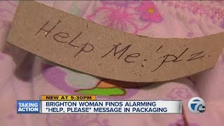 Woman finds 'Help Me'note in underwear package