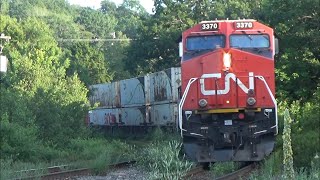 AC44C6M 3370 Leads Stack Train CN 121 pass Birch Cove, NS While Building Train at Pace Yard