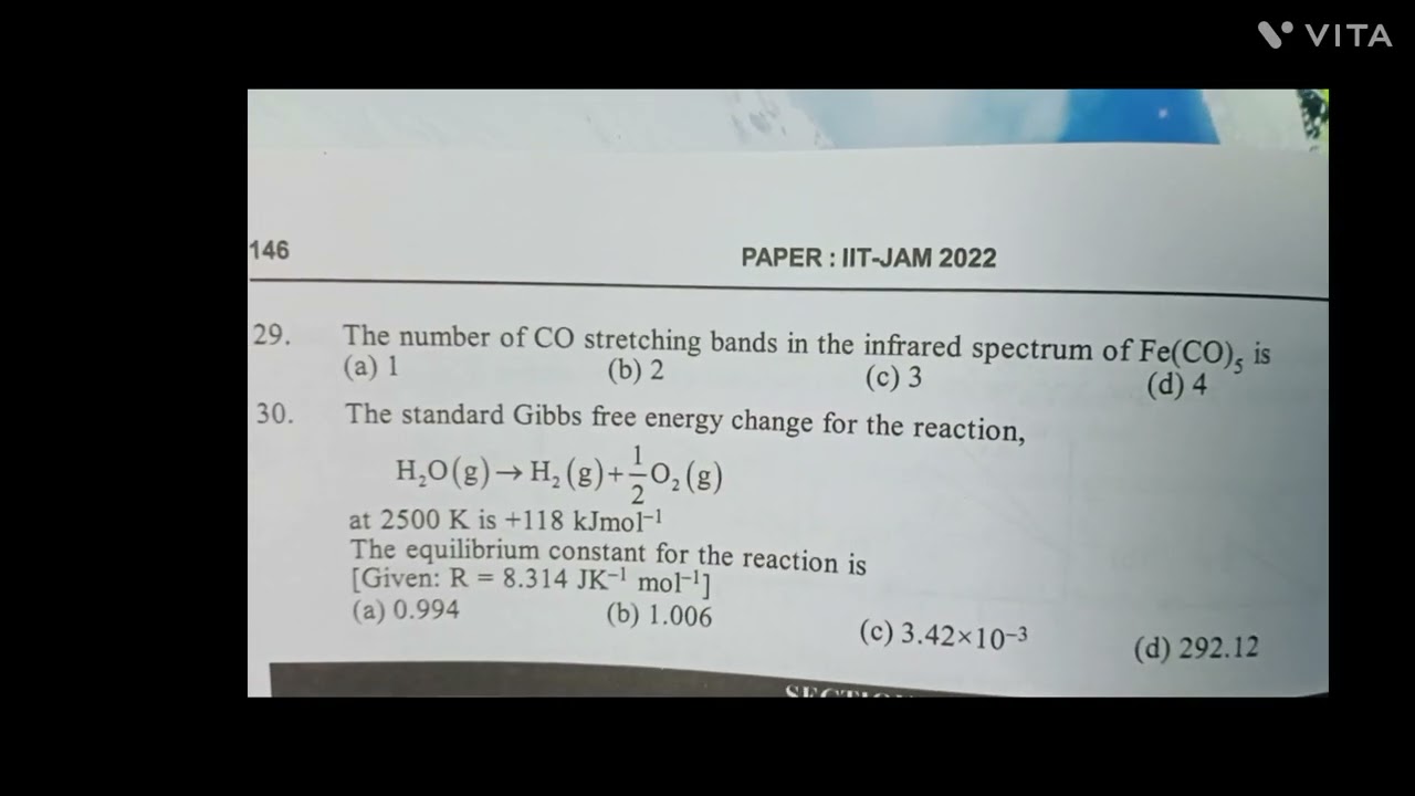 Chemistry IIT jam questions paper..2022..