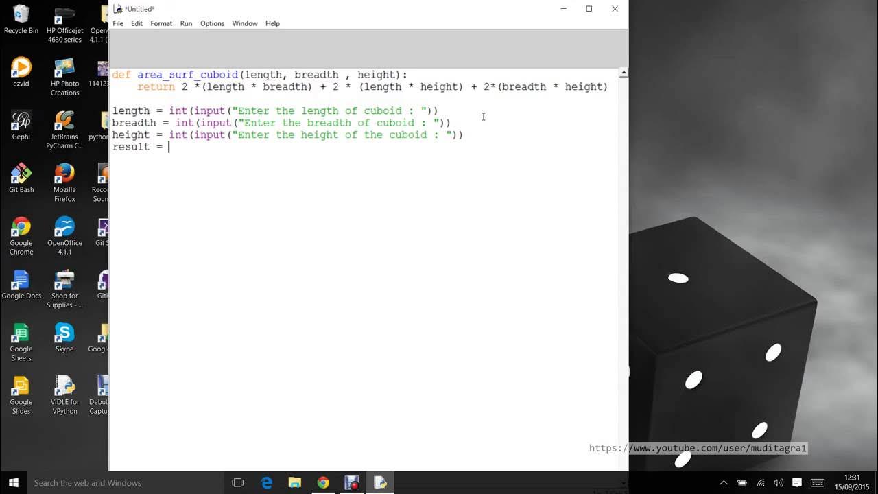 Python Programming Surface area of cuboid - YouTube