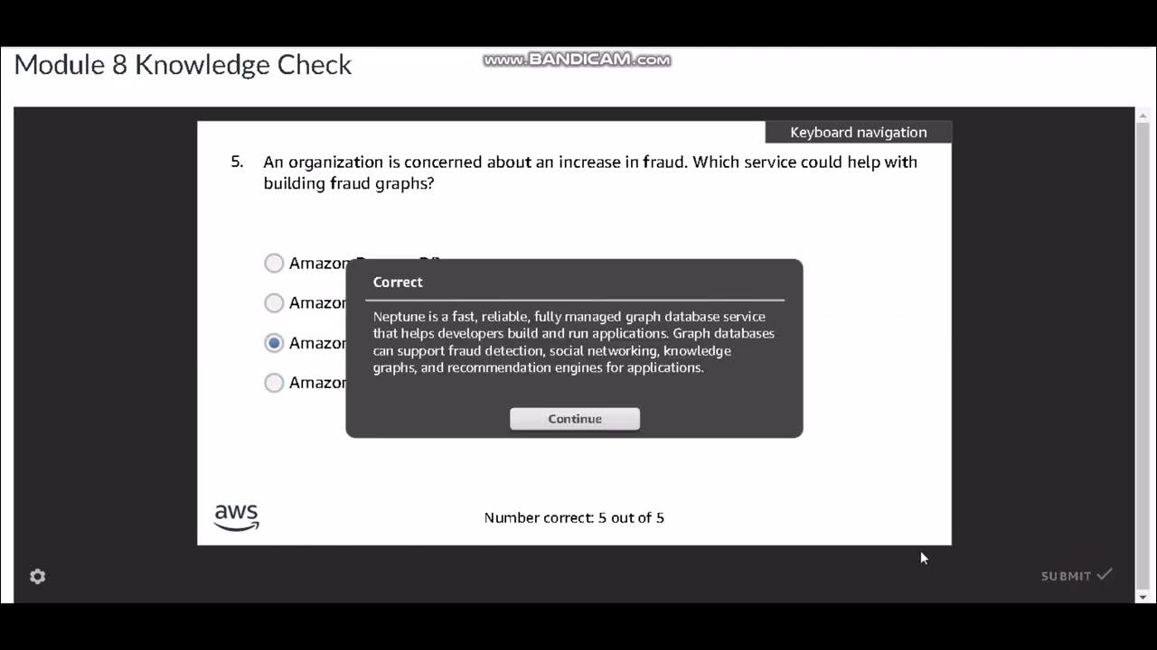 AWS Academy Data Engineering Module 8 Knowledge Check Answers - YouTube