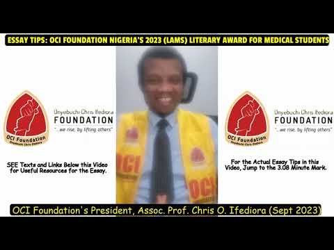 Essay Tips for OCI Foundation Nigeria's 2023 LAMS (Literary Award For Medical Students) Competition