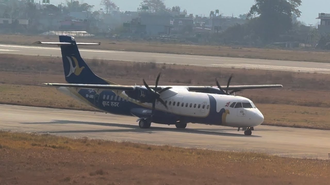 Buddha Air ATR 72-500 9N-AMU Departing Pokhara International Airport 