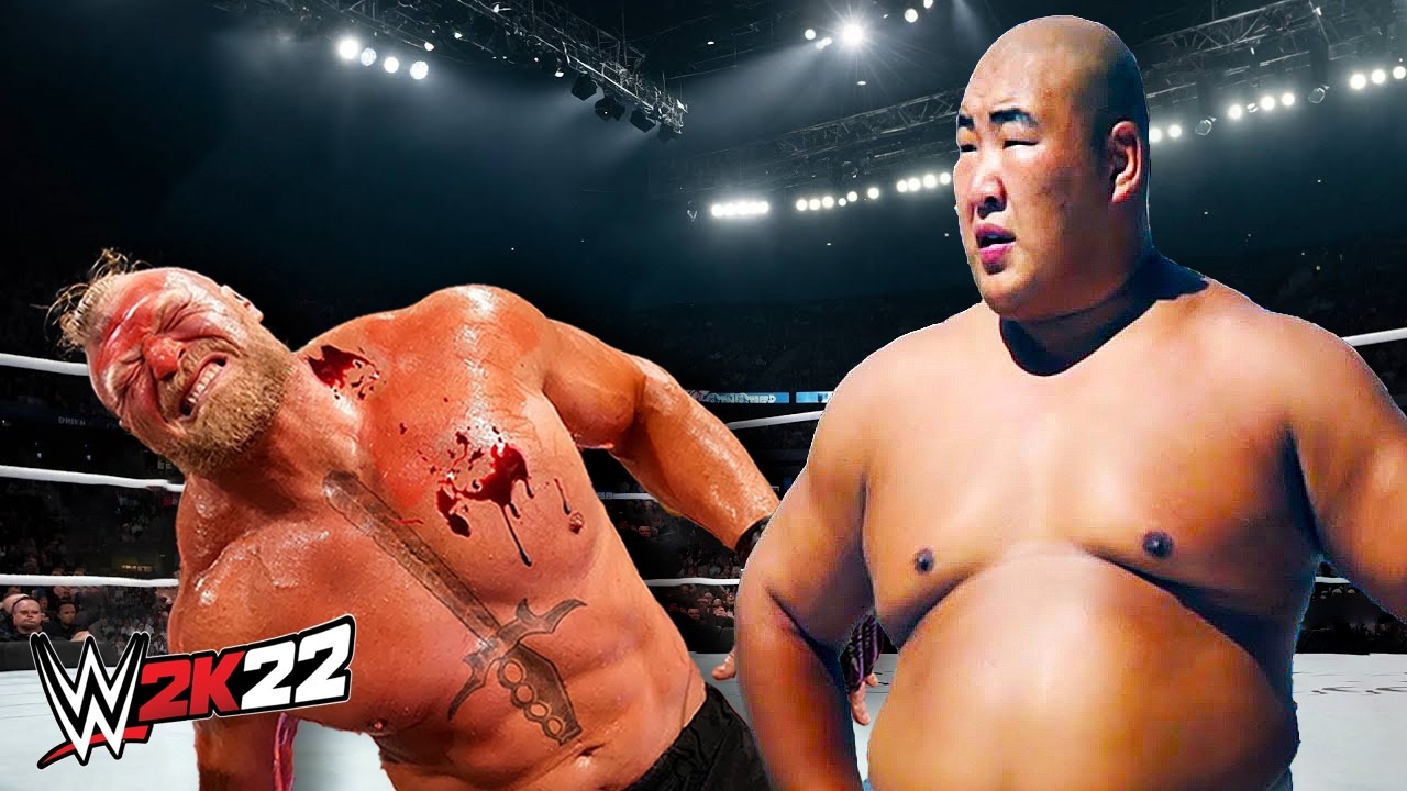Реванш между японским атлетом и Броком Леснаром (WWE 2K22).