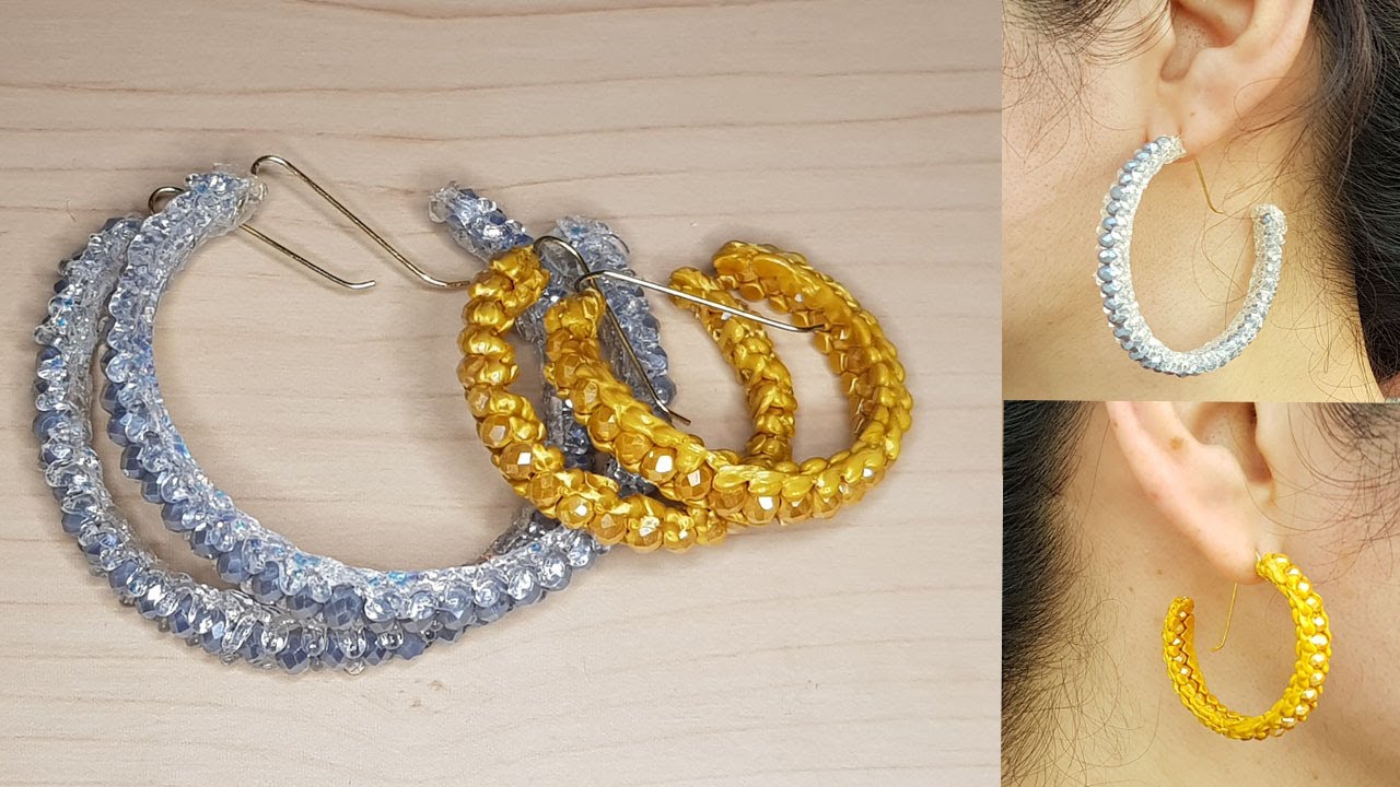 How To Make Crystal Bead Hoop Earrings. Easy jewelry DIY Idea. Jewelry