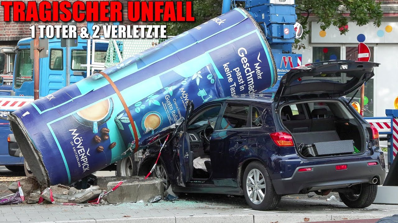 [TÖDLICHER UNFALL IN DÜSSELDORF!] 3 PKW beteiligt Litfaßsäule