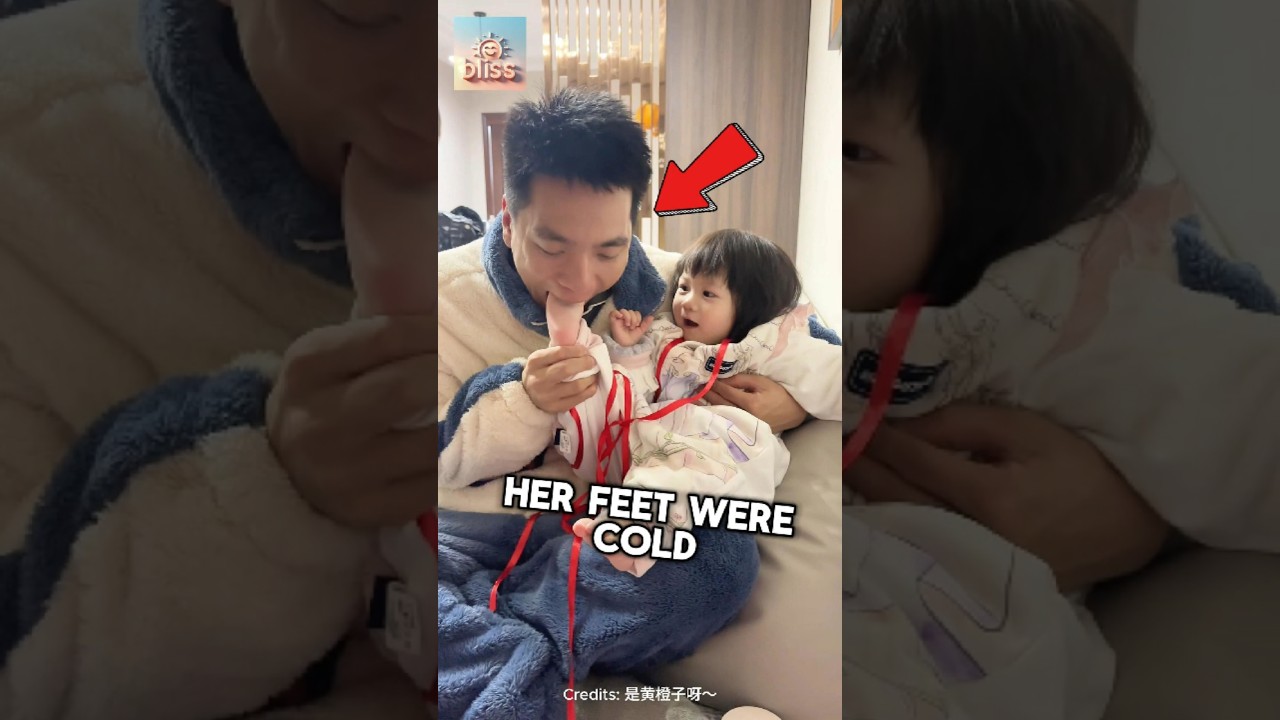Little Girl Loves the Unique Way Her Dad Warms Her Feet! 😅❤️ 