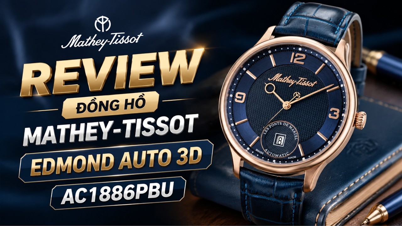 Review Đồng Hồ Mathey-Tissot AC1886PBU: Mặt Xanh Guilloche, Swiss Made