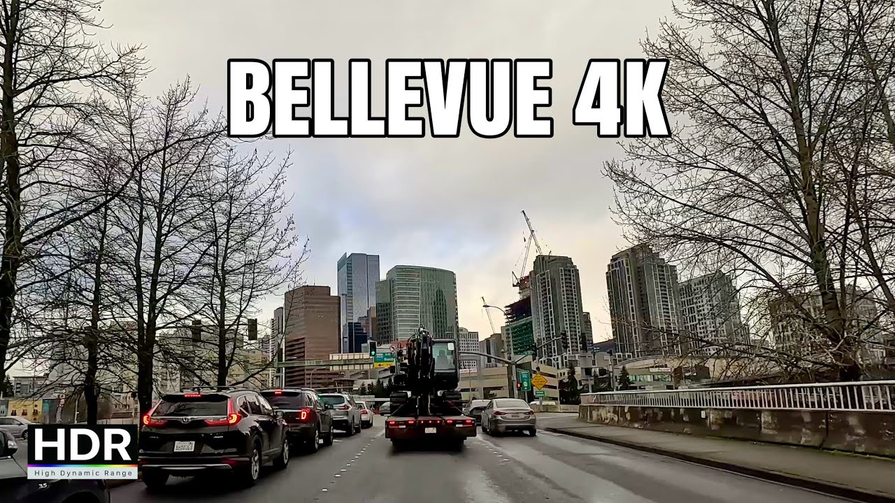 Driving Bellevue, Washington Downtown 4K