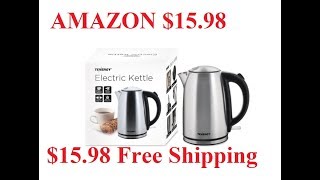 Amazon has Tenergy Stainless Steel Electric Kettle 1.7L 1500W Fast Boiling Tea Kettle, BPA-Free $15 screenshot 3