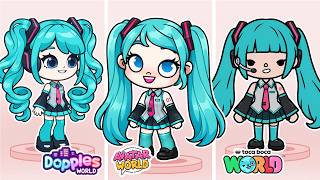 💙 Which HATSUNE MIKU is BEST?! Avatar World vs Toca Boca vs Dopples 🌍 PAZU
