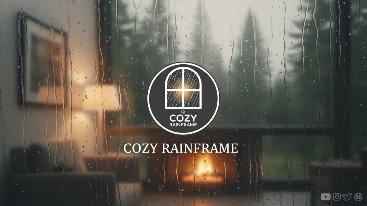 Rain on Window & Fireplace Sounds | Cozy Night Ambience for Sleep and Relaxation