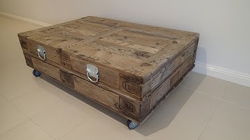 New Industrial Reclaimed Timber Pallet Coffee Table with Storage on wheels - For Sale