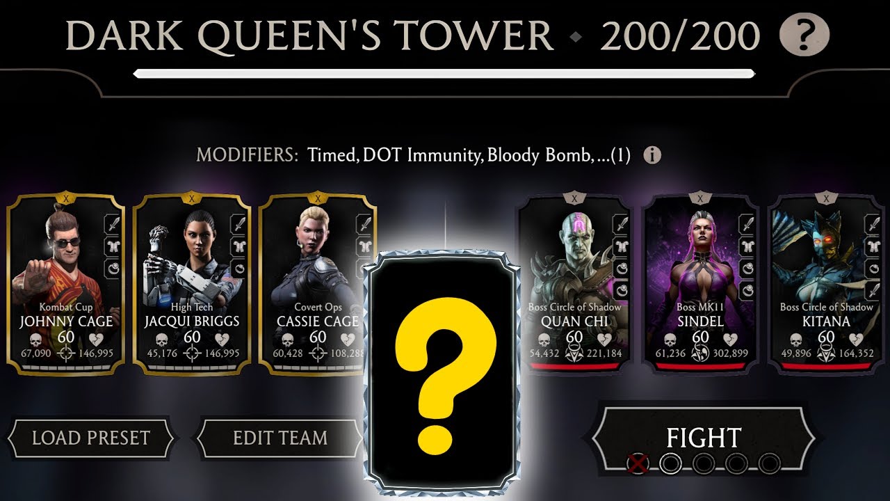Dark Queen's Tower Final Boss Match 200 using Gold Team + Diamond Reward | MK Mobile