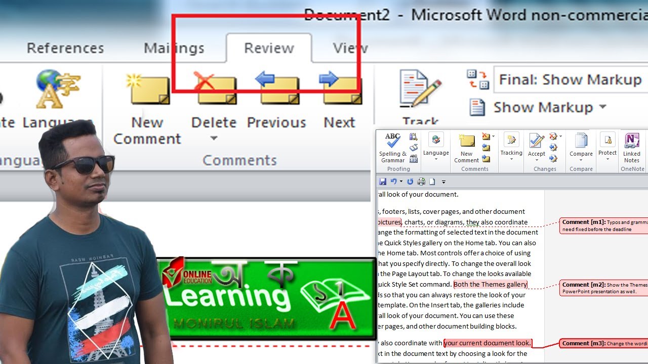 How to insert / delete Comments in MS Word and Excel MS Office - YouTube