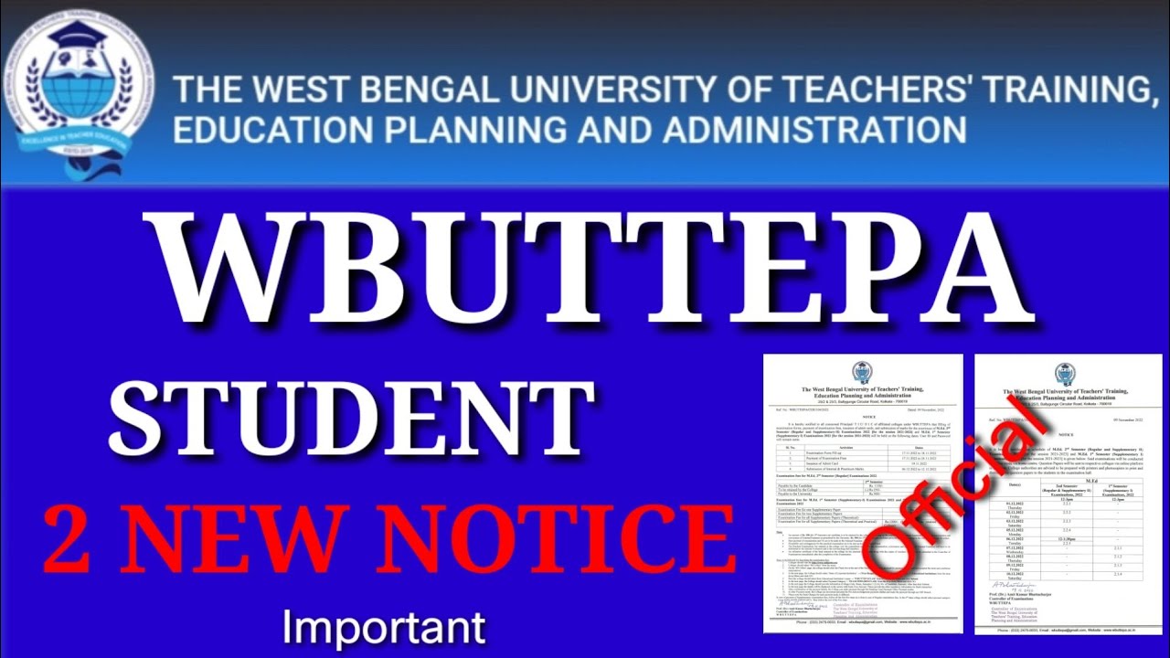 WBUTTEPA IMPORTANT NOTICE|| 2 NEW NOTICE || WBUTTEPA TODAY NEW NOTICE