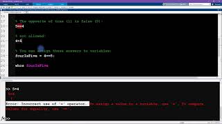 (Matlab) Course 6: 17 Variables for logicals Booleans Content