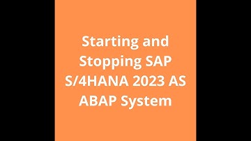 Starting and Stopping SAP S/4HANA 2023 AS ABAP System
