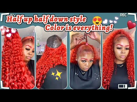 Red Vibe❤️Half Up Half Down Quick Weaves Hairstyle | Step By Step Tutorial Ft.#ulahair