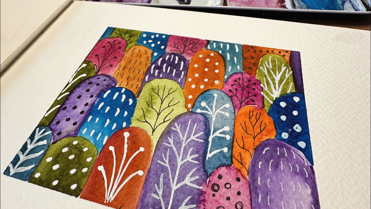 Акварельный журнал. День 13 (Красочные узоры)