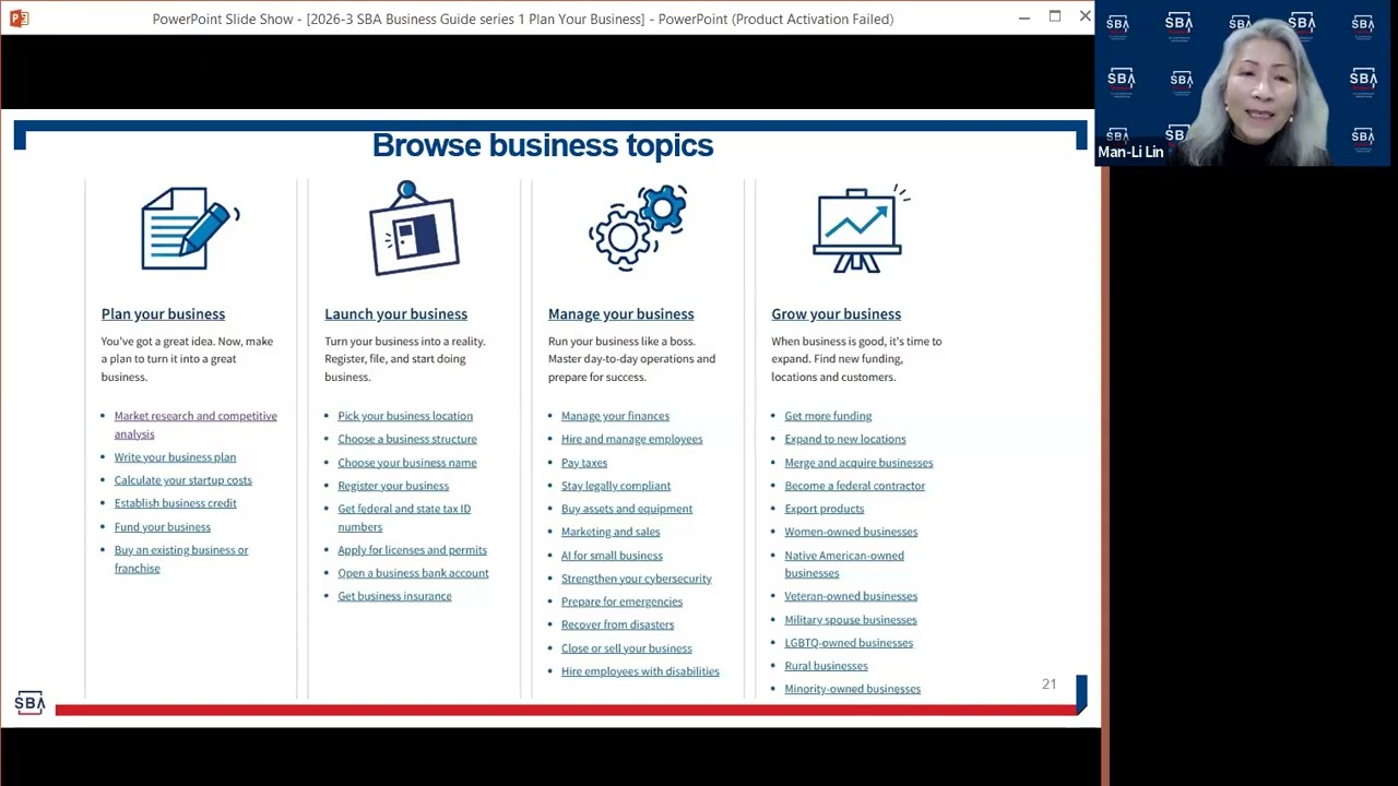 WEBINAR: SBA Business Guide series I Plan Your Business