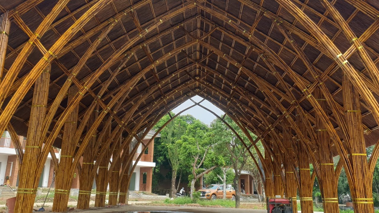 Nhà tre trúc uốn cong ở Lương Sơn Hòa Bình,thi công nhà tre uốn cong,nhà tre đẹp