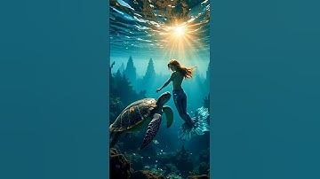 "The Mermaid and the Turtle 🧜‍♀️🐢 A Magical Journey Beneath the Sunlit Sea" #mermaid #shorts