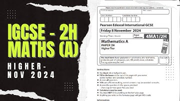 IGCSE Edexcel Maths A | Higher Paper 2 4ma1/2h | Oct Nov 2024 |Walkthrough