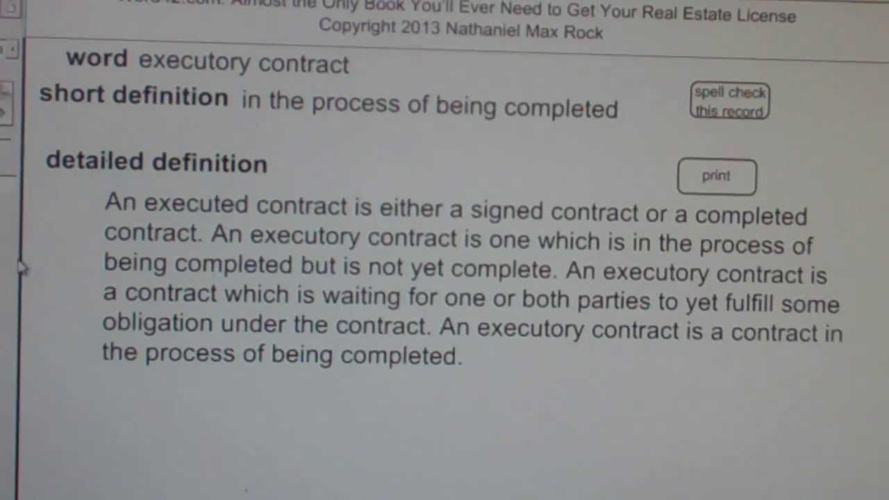 executory contract Real Estate License Exam Study Guide AgentExamPass