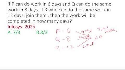 TIME AND WORK | PYQ INFOSYS OCT 2025 RECENT QUESTION FOR PLACEMENT |  APTTITUDE | REASONING | CRT