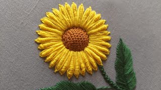 3D sunflower 🌻 design|hand embroidery|flower design|sun flower design