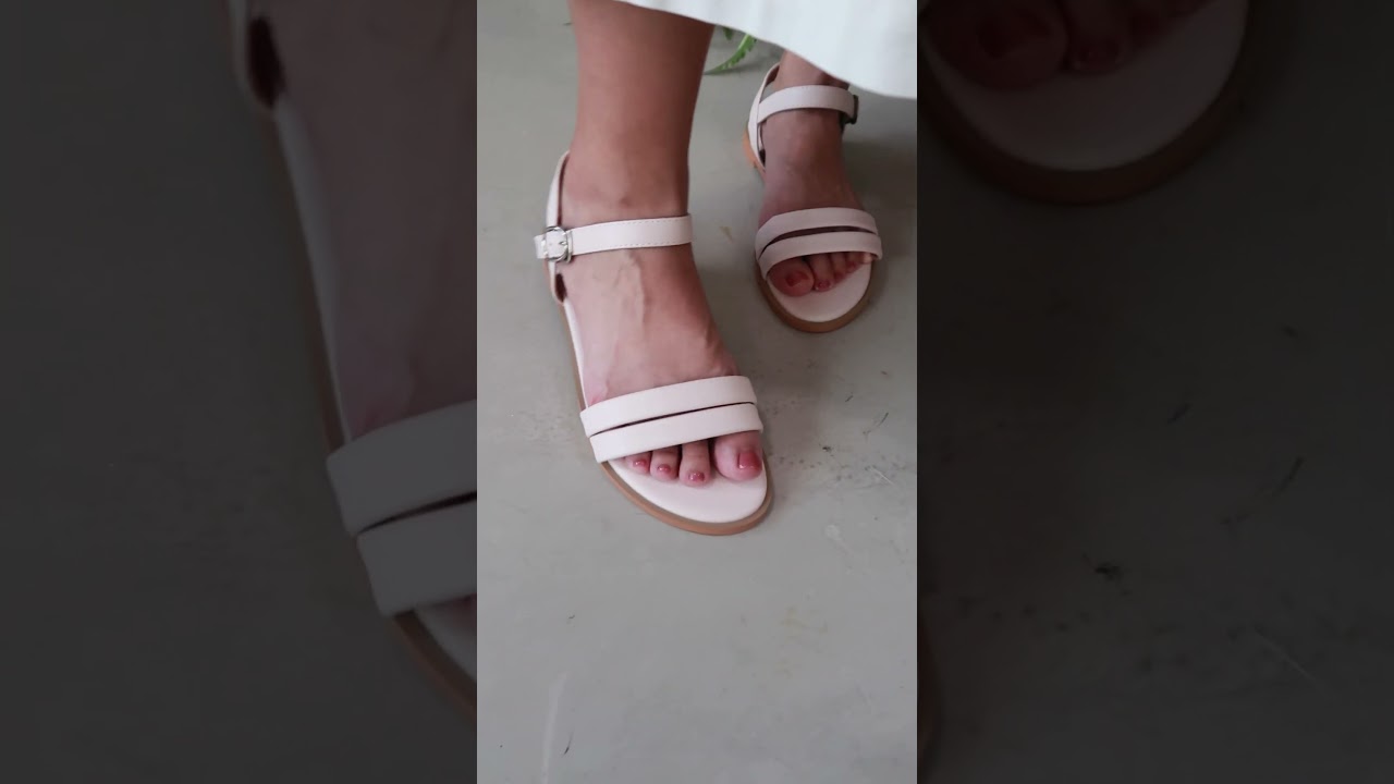 Double Strapped Yvette Sandals in Blush and Cream | Our Daily Avenue