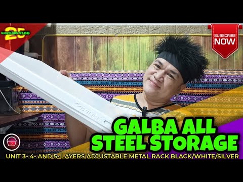 GALBA ALL STEEL STORAGE, UNIT 3-4- & 5 LAYERS ADJUSTABLE METAL RACK, BLACK / WHITE / SILVER #galba