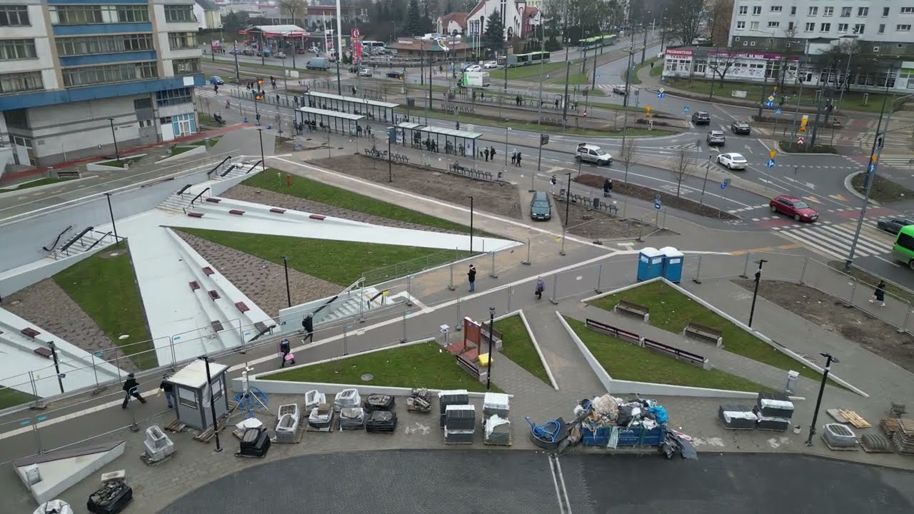 Dworzec PKP - Olsztyn Główny ( Budowa ) 24.01.2025 4K  dron dji mini 3 pro