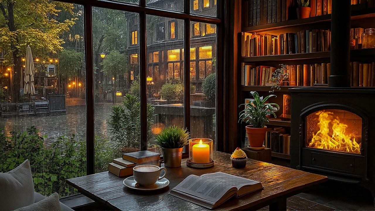Cozy February Rain & Warm Café Vibes 🌧️ Gentle Jazz with Hints of Spring for Study & Focus