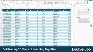 Copilot for Data Analysis in Excel - 10 Years of Evolve 365